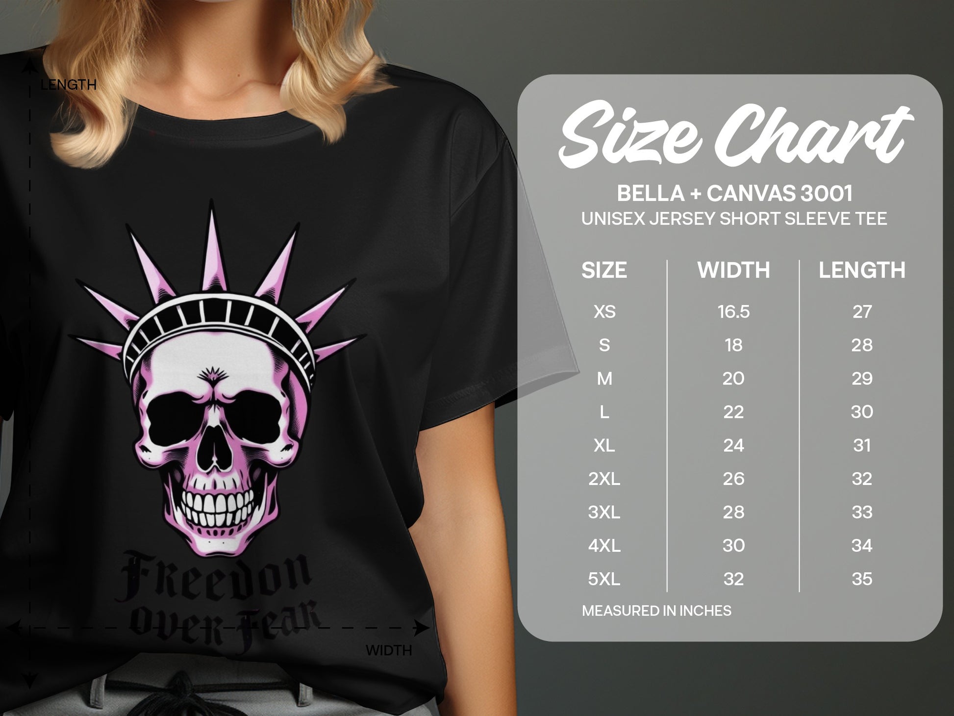 Freedom Over Fear Skull Design Short Sleeve Tee product type