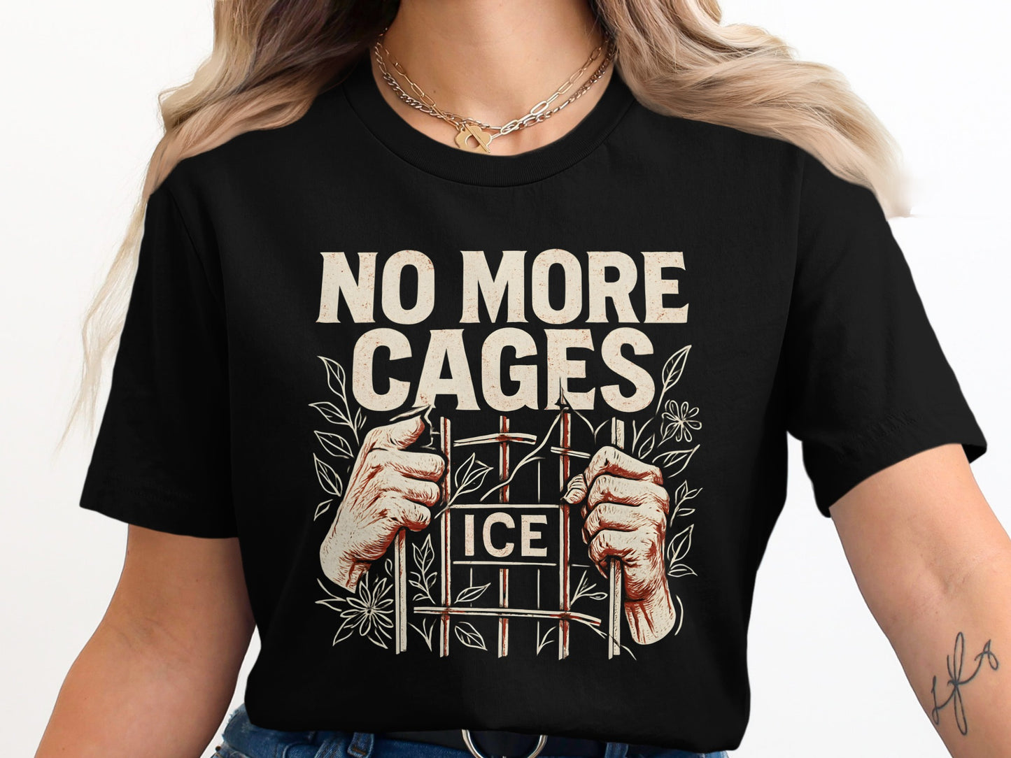 No More Cages ICE Graphic Statement T-Shirt product type