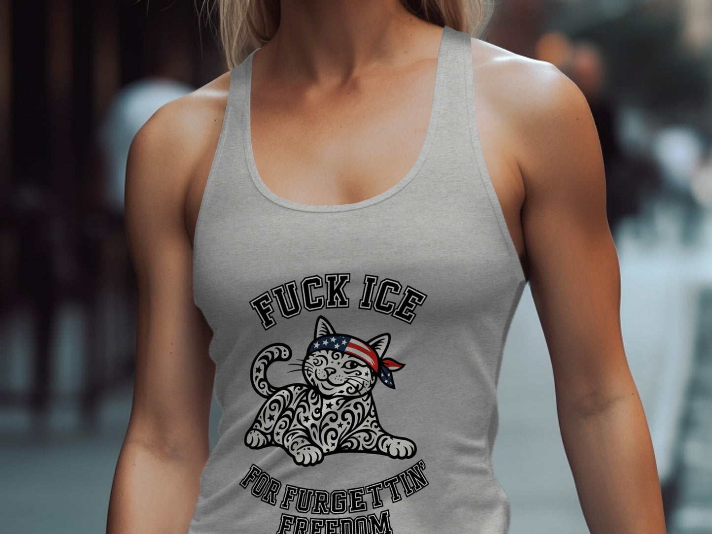 Patriotic Cat with Bandana Graphic Tank Top product
