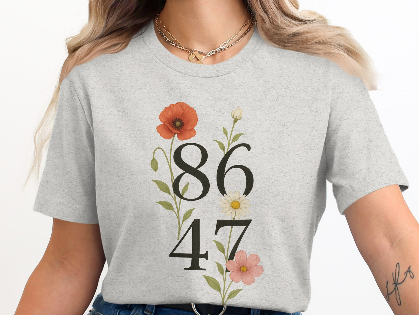 Stylish Number Floral Graphic Print T-Shirt product