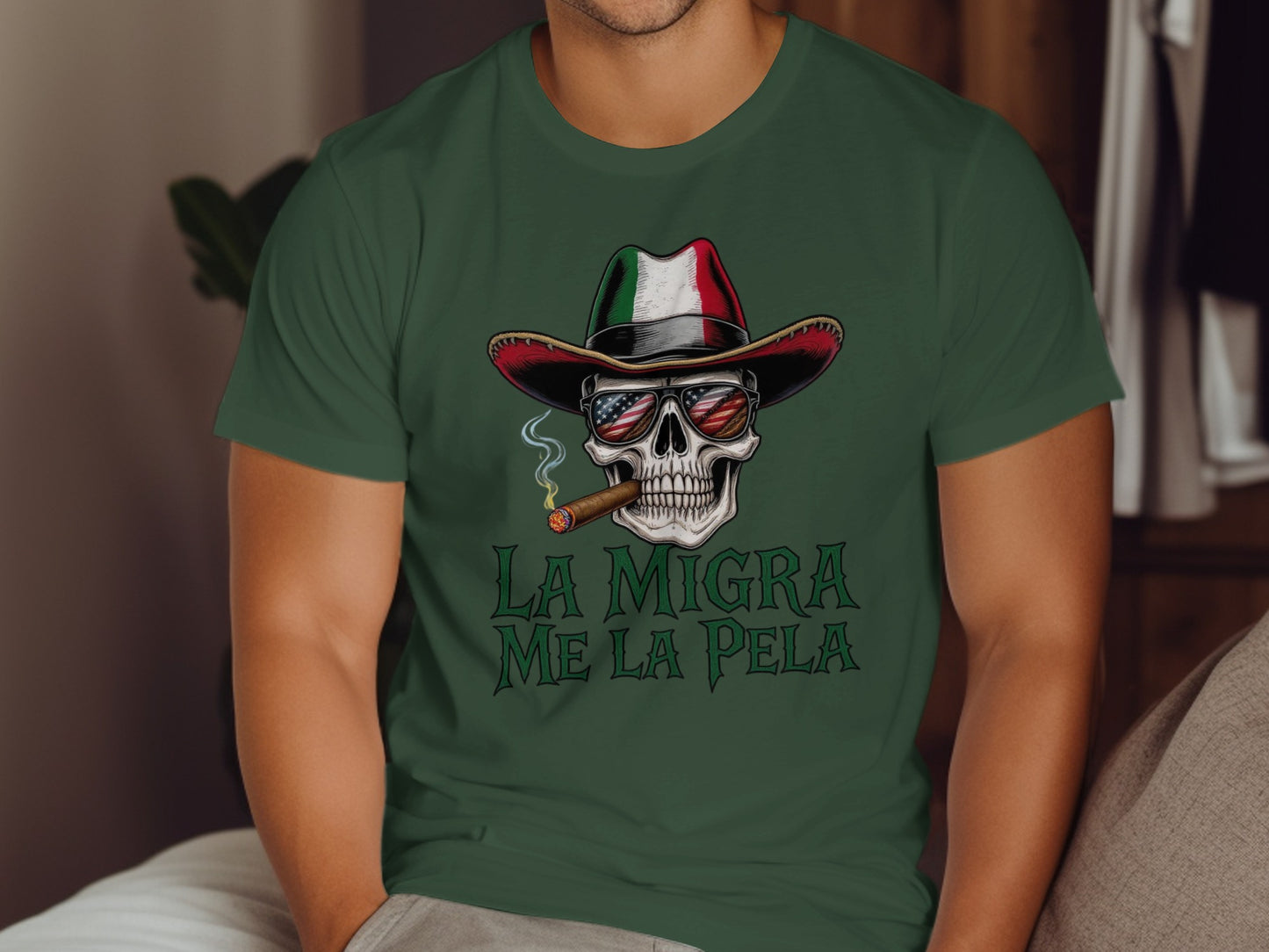 La Migra Me La Pela Skull Design T-Shirt product