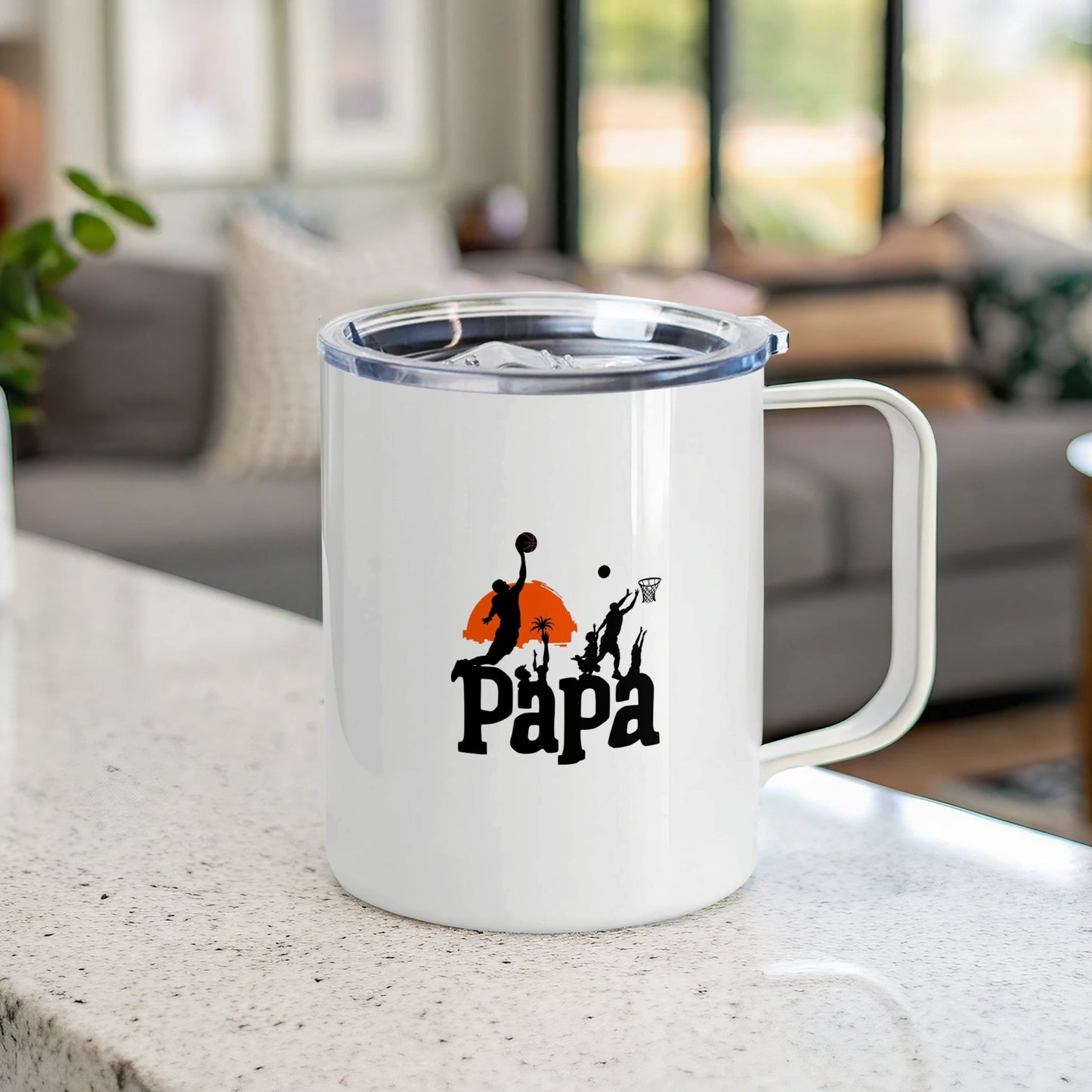 Papa Basketball Mug with Lid product