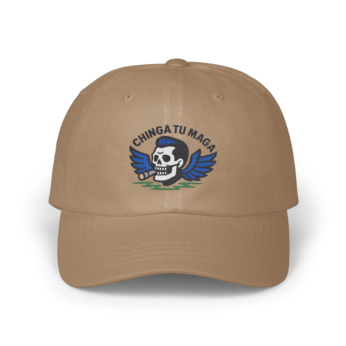 Chinga Tu Maga Embroidered Skull Design Hat product