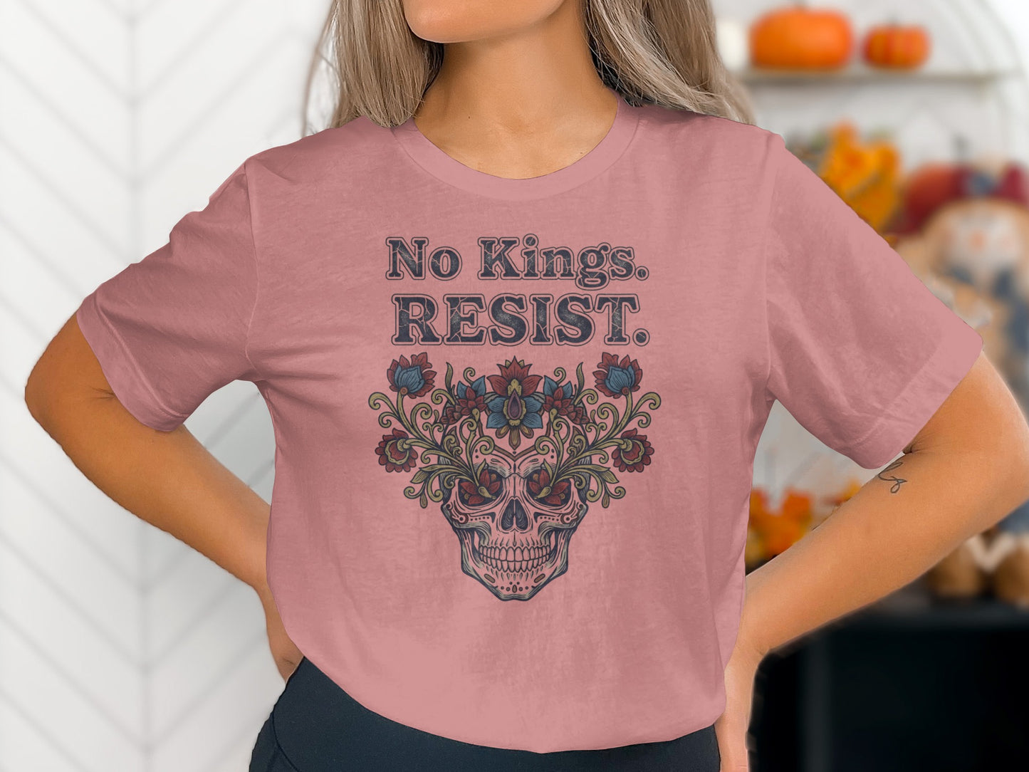 No Kings Resist Floral Skull T-Shirt product type