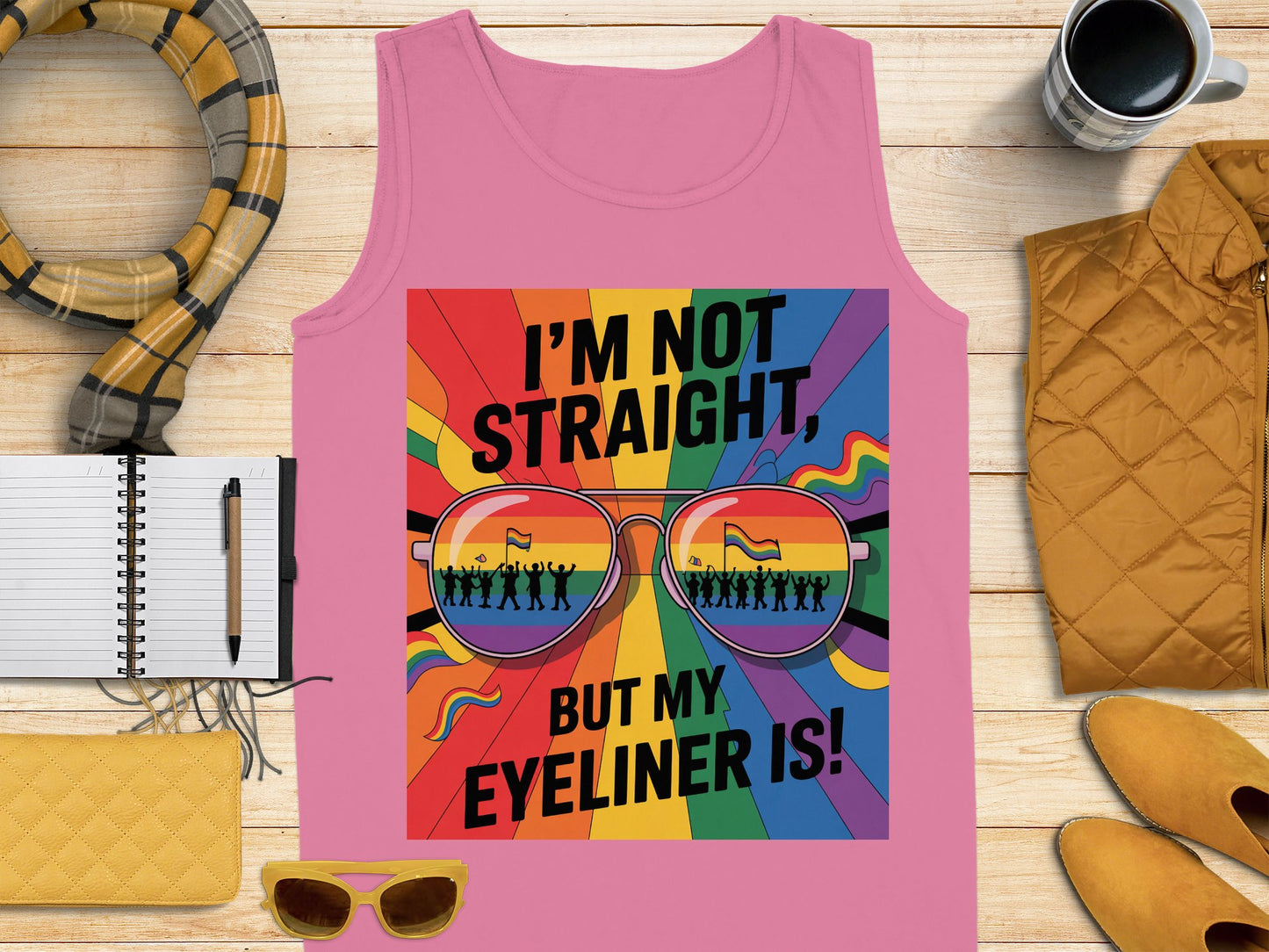 Colorful I'm Not Straight But My Eyeliner Is Tank Top product
