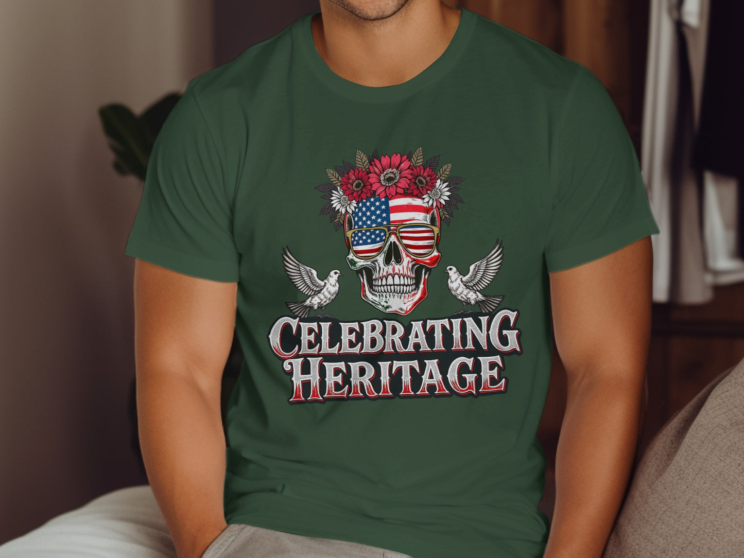 Celebrating Heritage Patriotic Skull Themed Shirt Product