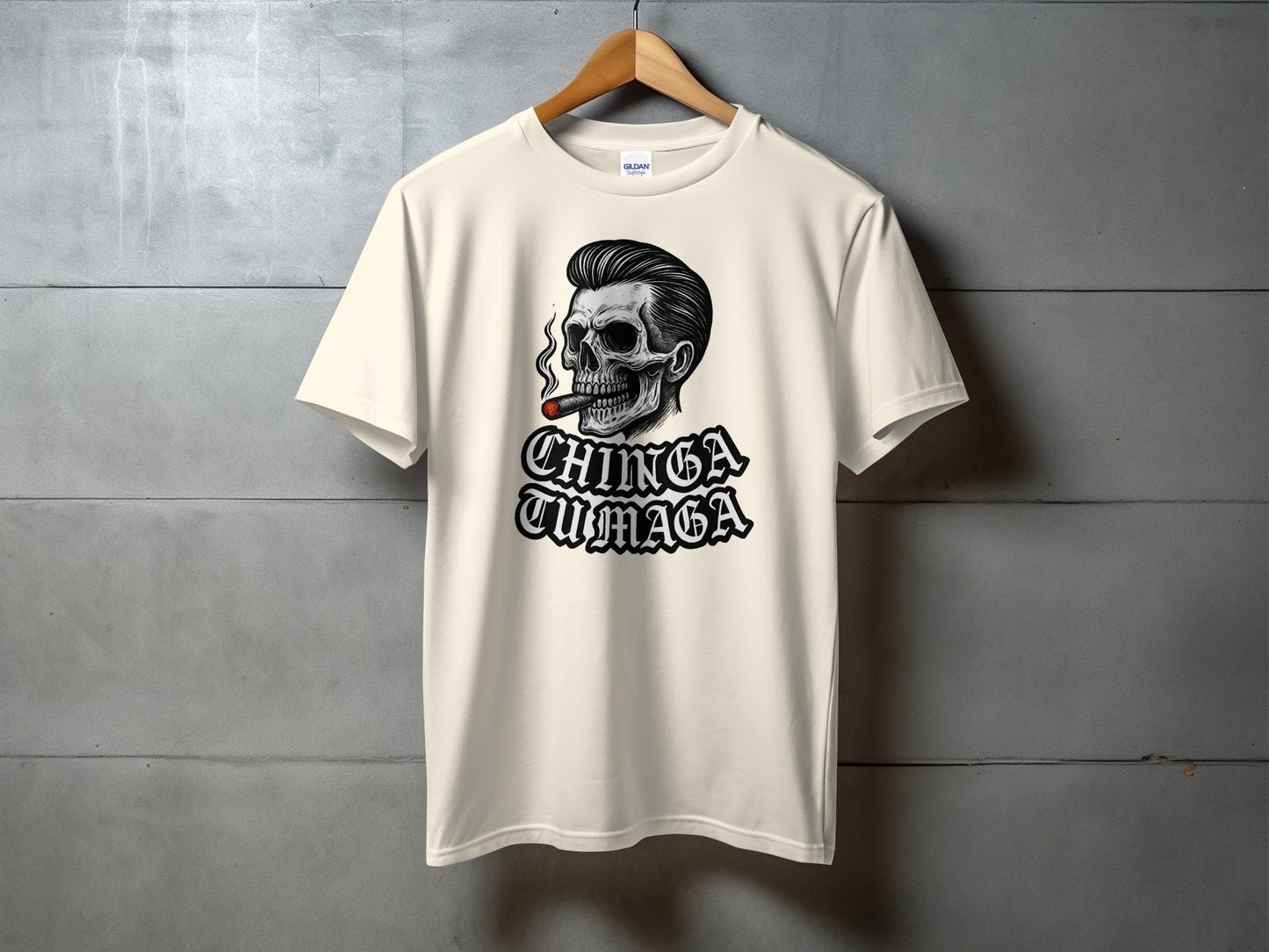 Chinga Tu Maga Skull Smoking T-shirt product