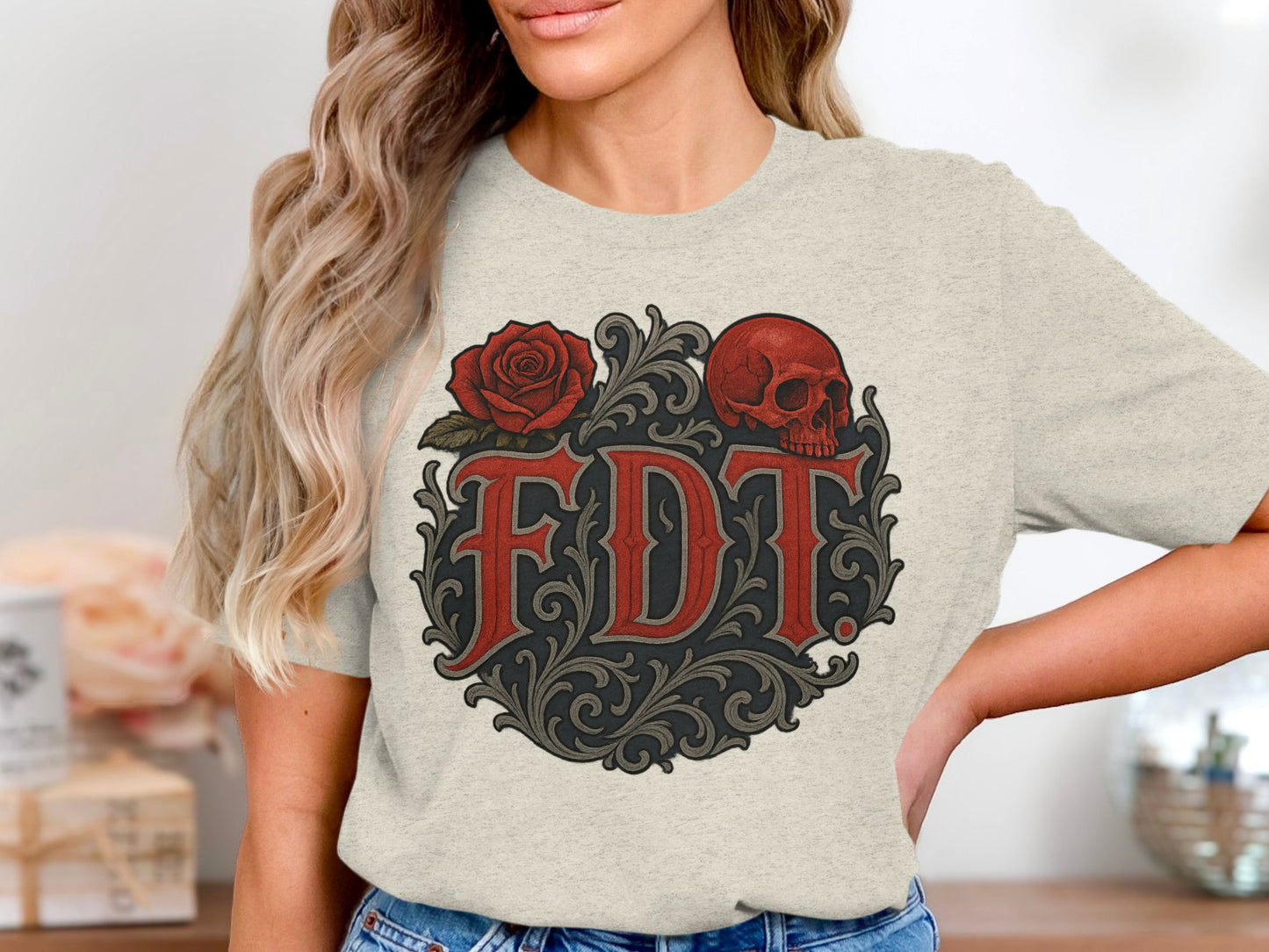 FDT Skull and Rose Graphic Tee Shirt product type