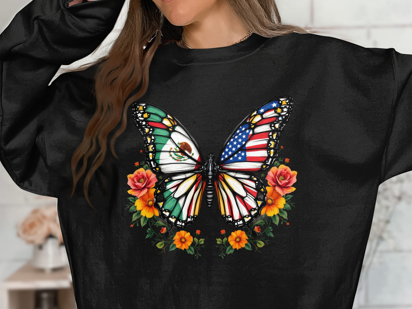 Butterfly Flag Graphic Sweatshirt product type