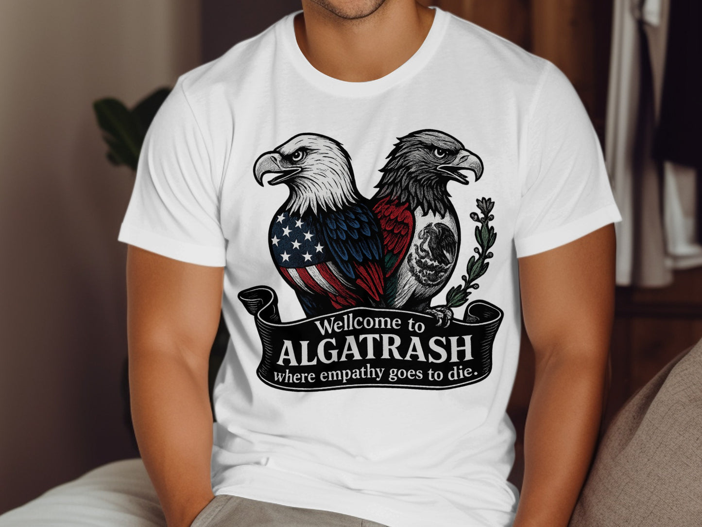 Welcome to Algatrash Eagle Graphic White T-shirt product