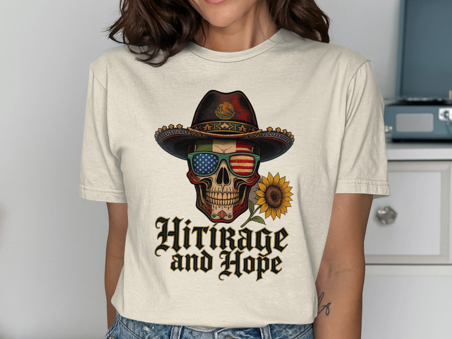 Vintage Skull with Sunflower Graphic Tee product
