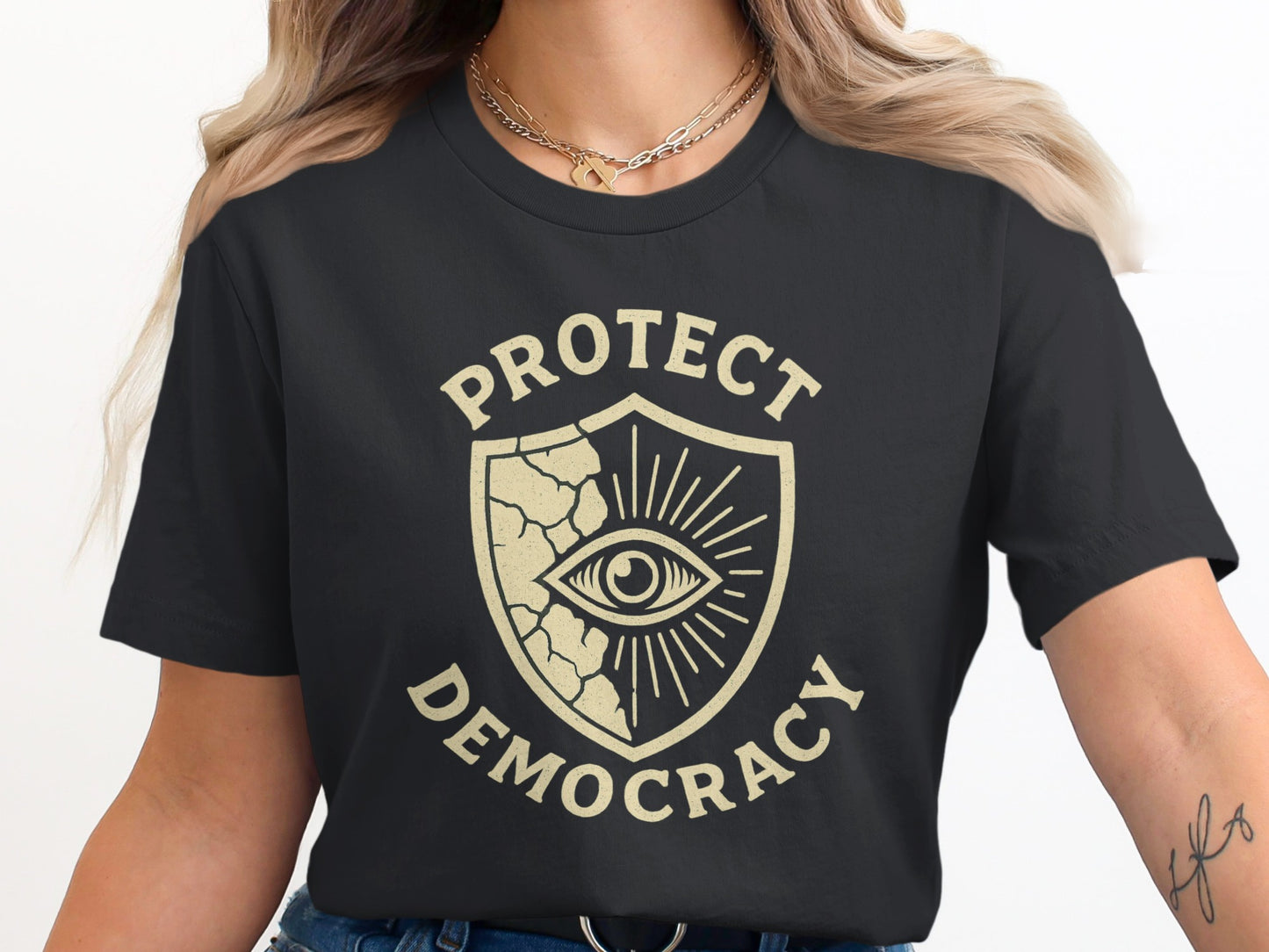 Protect Democracy Shield Eye Printed Shirt product