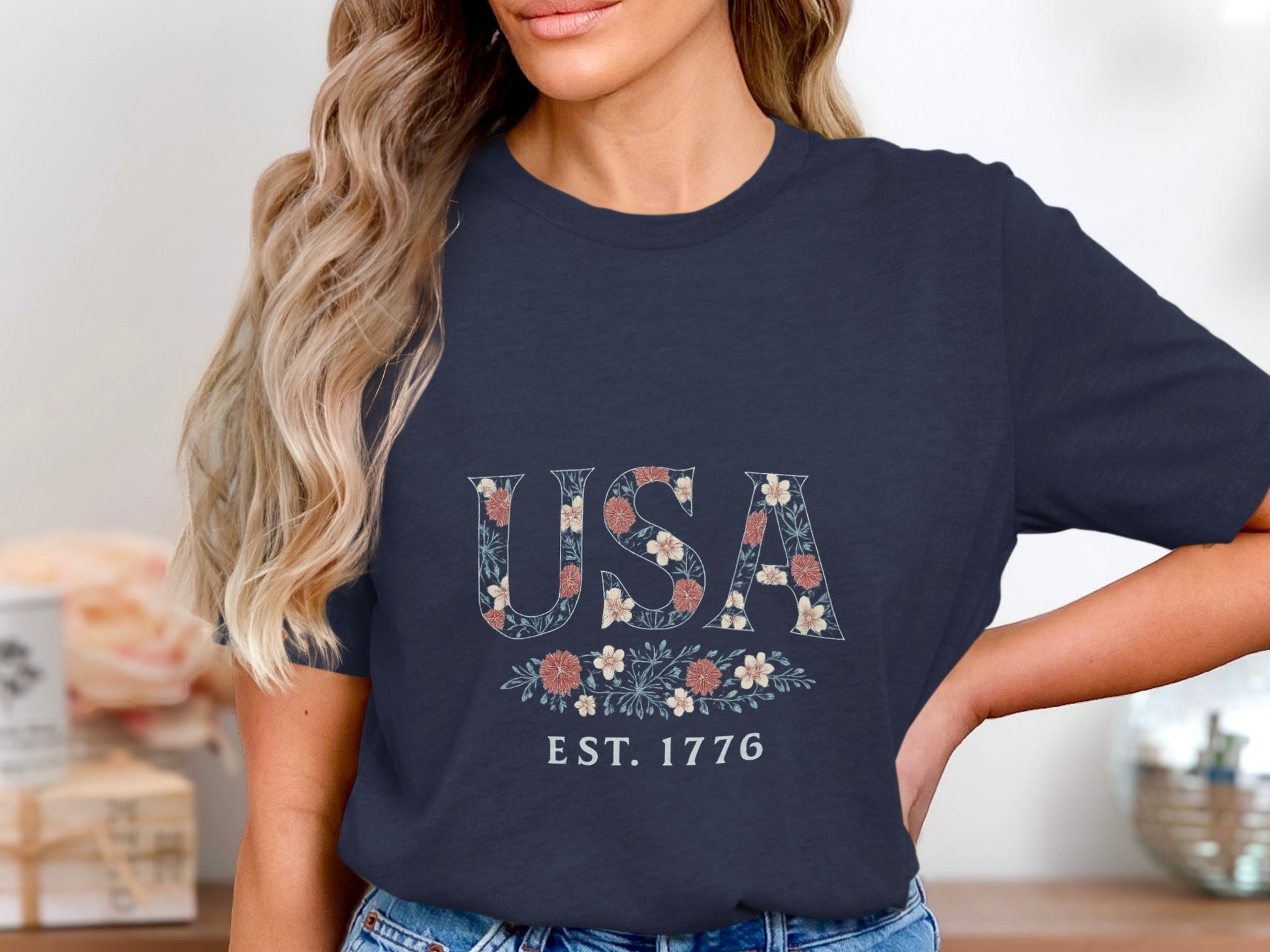 USA EST. 1776 Floral Graphic Women's T-Shirt product type