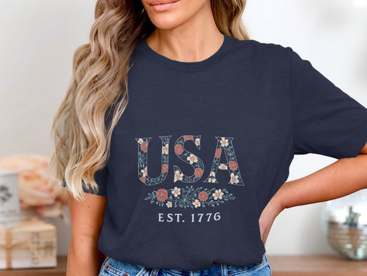 USA EST. 1776 Floral Graphic Women's T-Shirt product type
