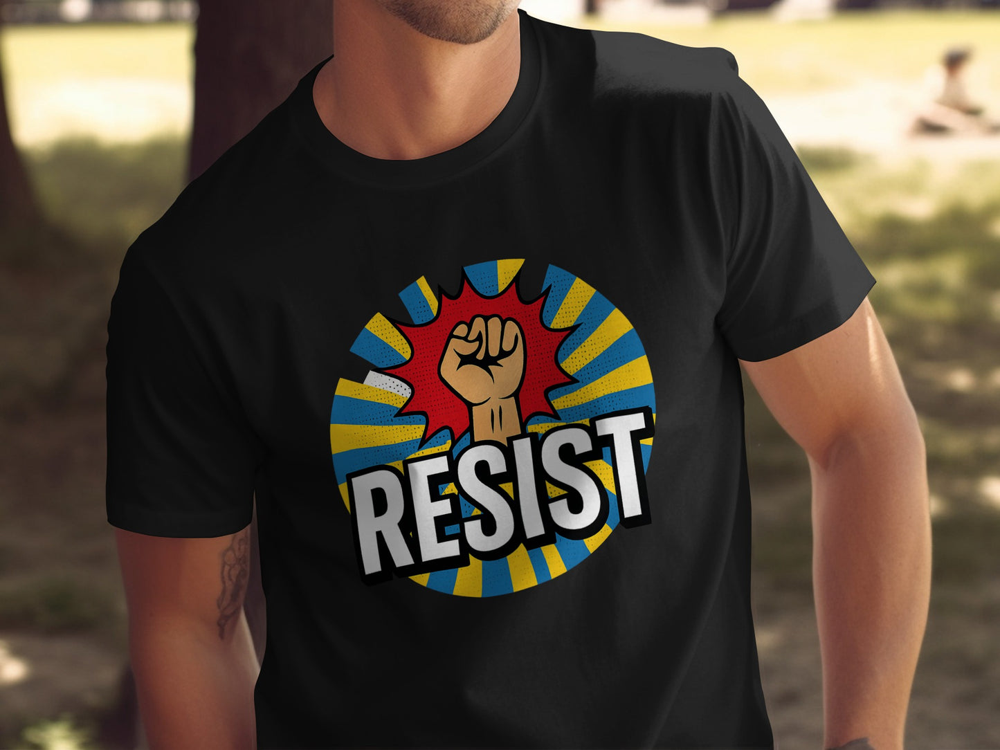 Bold Graphic Resist Fist Uplift Design T-shirt Product