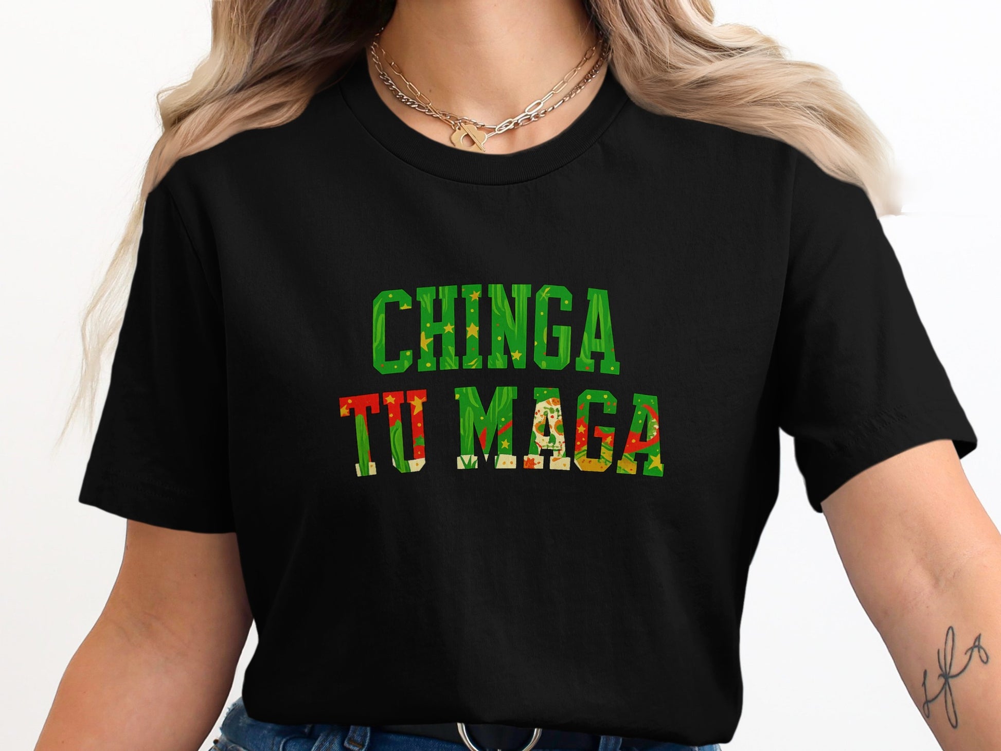 Chinga Tu Maga Statement Black Graphic Tee product