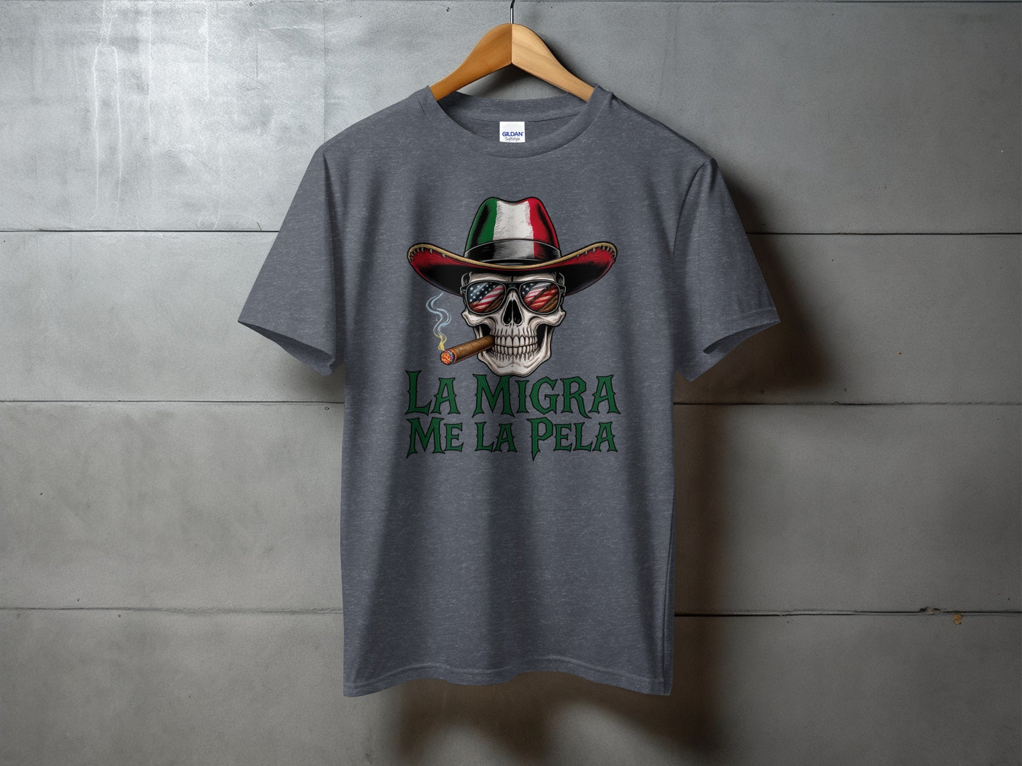 La Migra Me La Pela Skull Graphic T-shirt product type