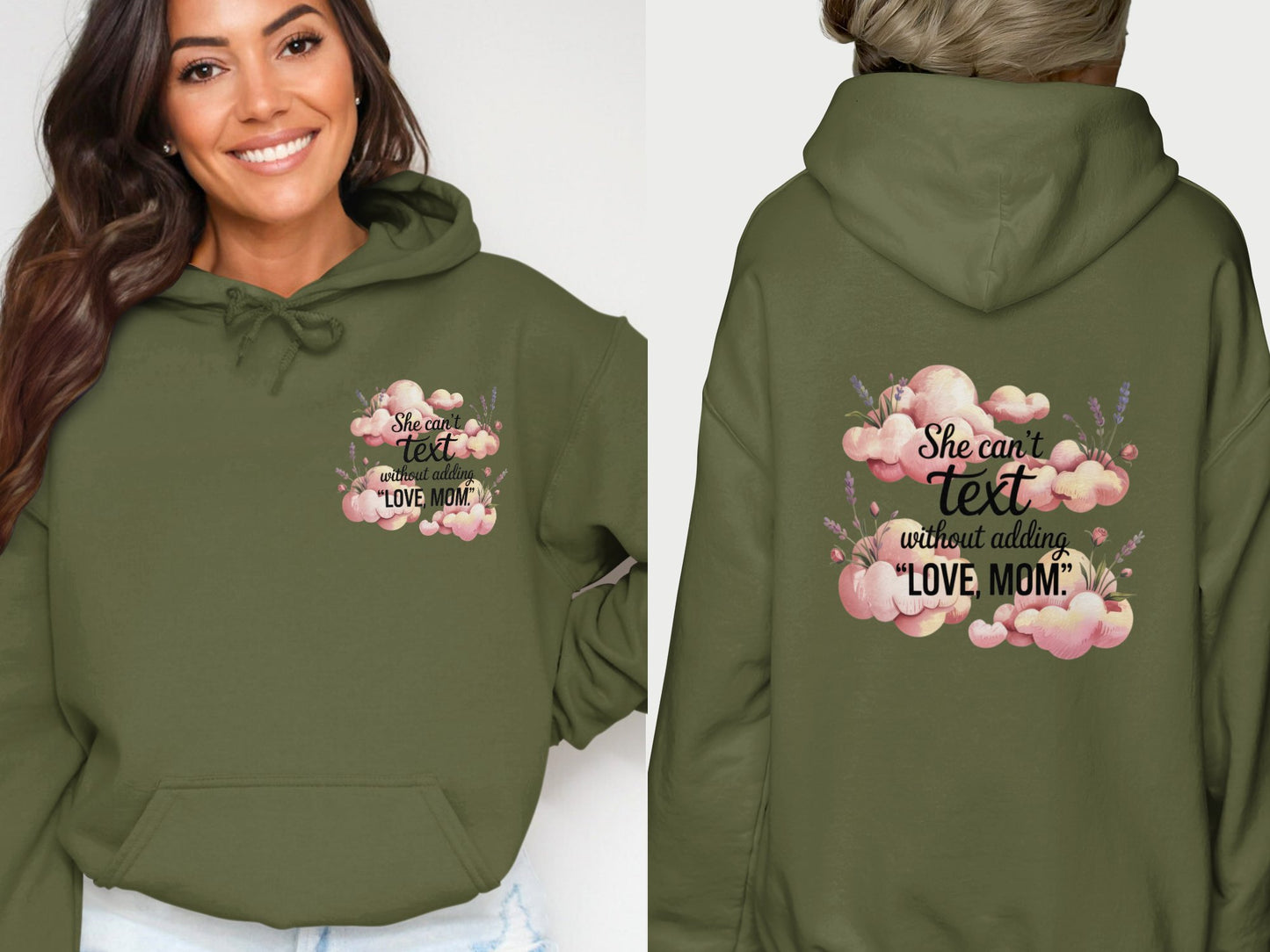 She Can't Text Without Adding Love Mom Hoodie Product