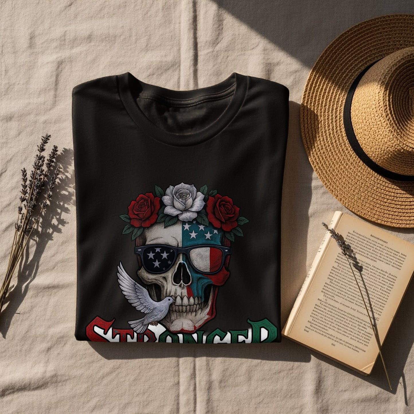 Patriotic Skull with Roses and Dove Shirt product