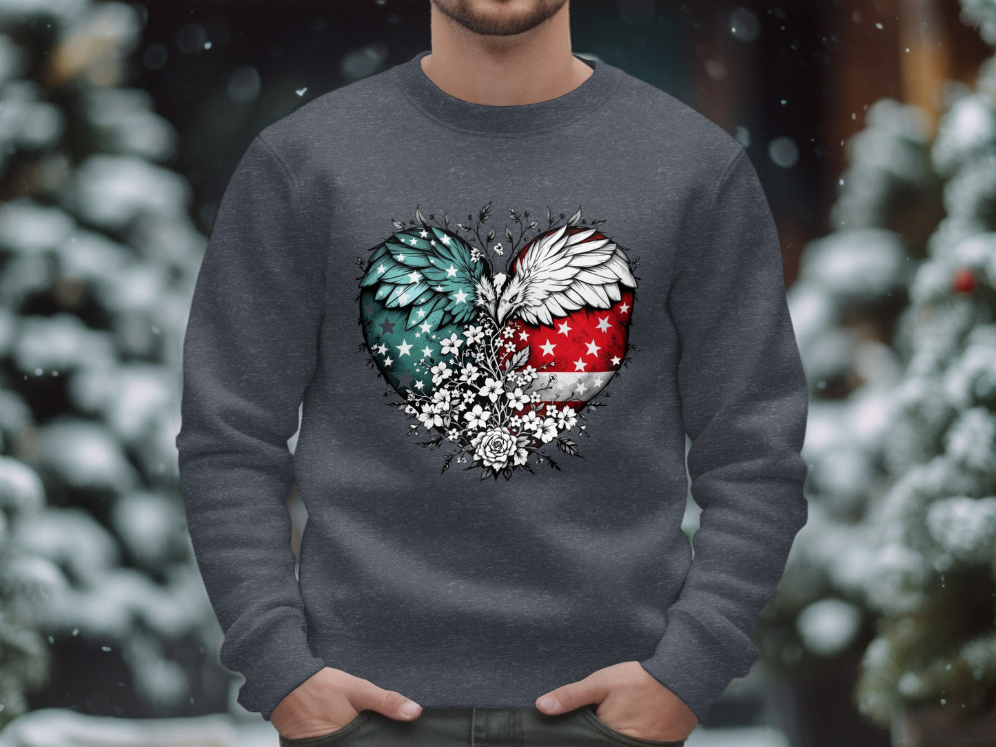 Patriotic Heart with Wings Christmas Sweatshirt product type
