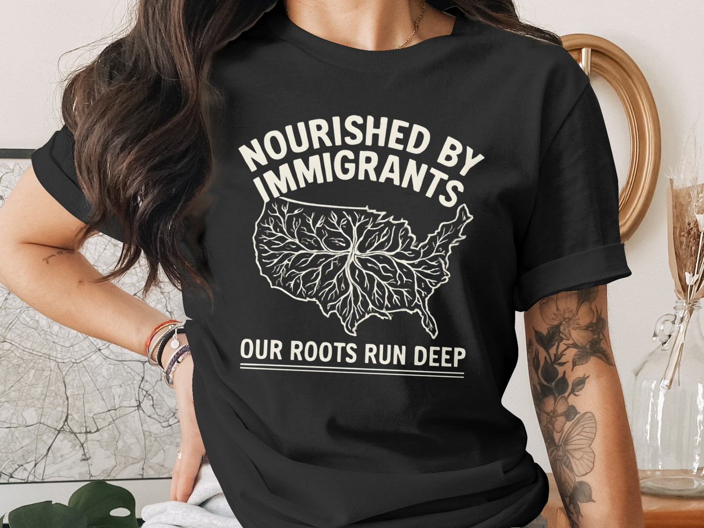 Nourished By Immigrants Our Roots Run Deep T-shirt product