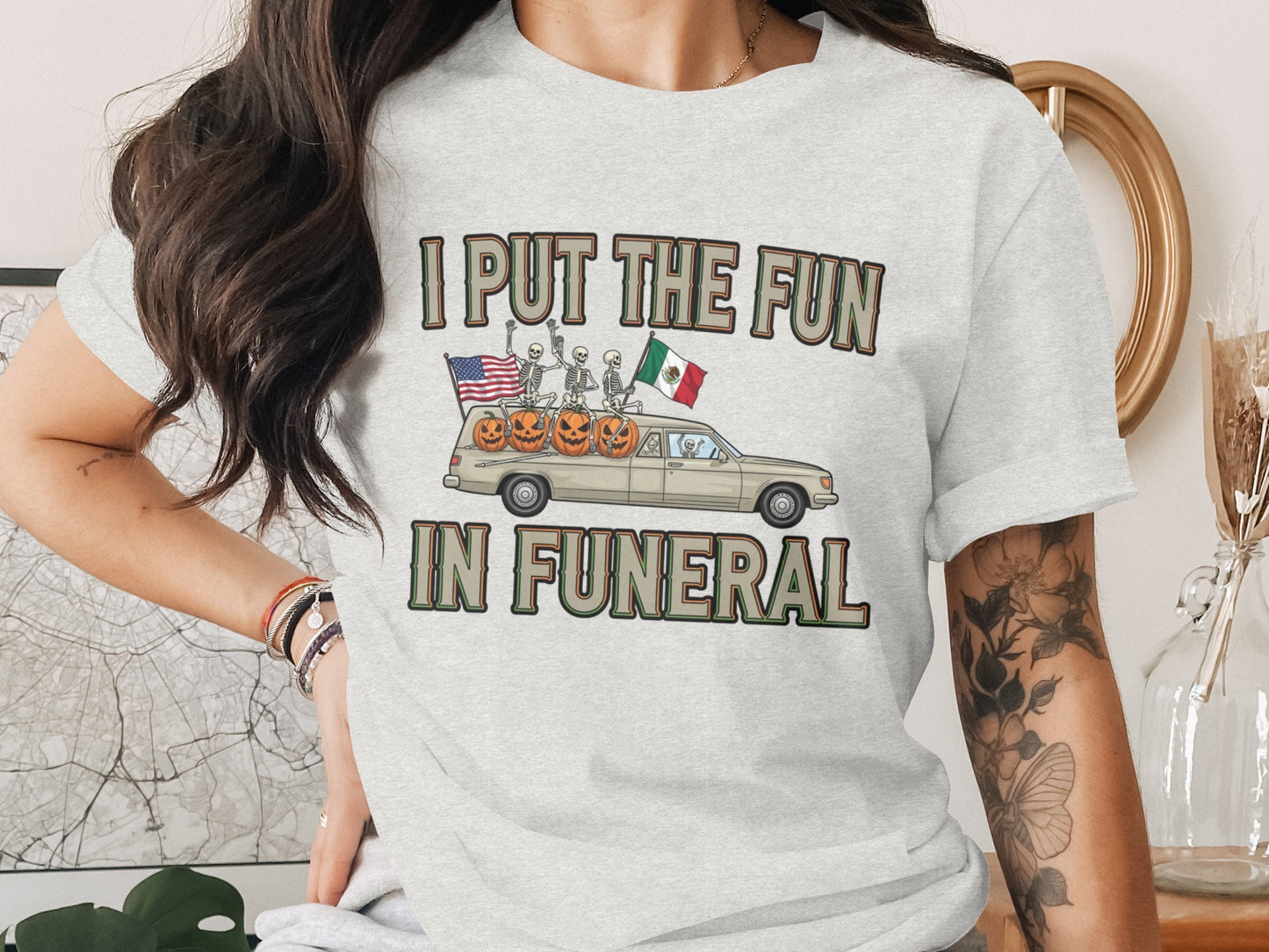 I Put the Fun in Funeral Halloween Car Graphic product type
