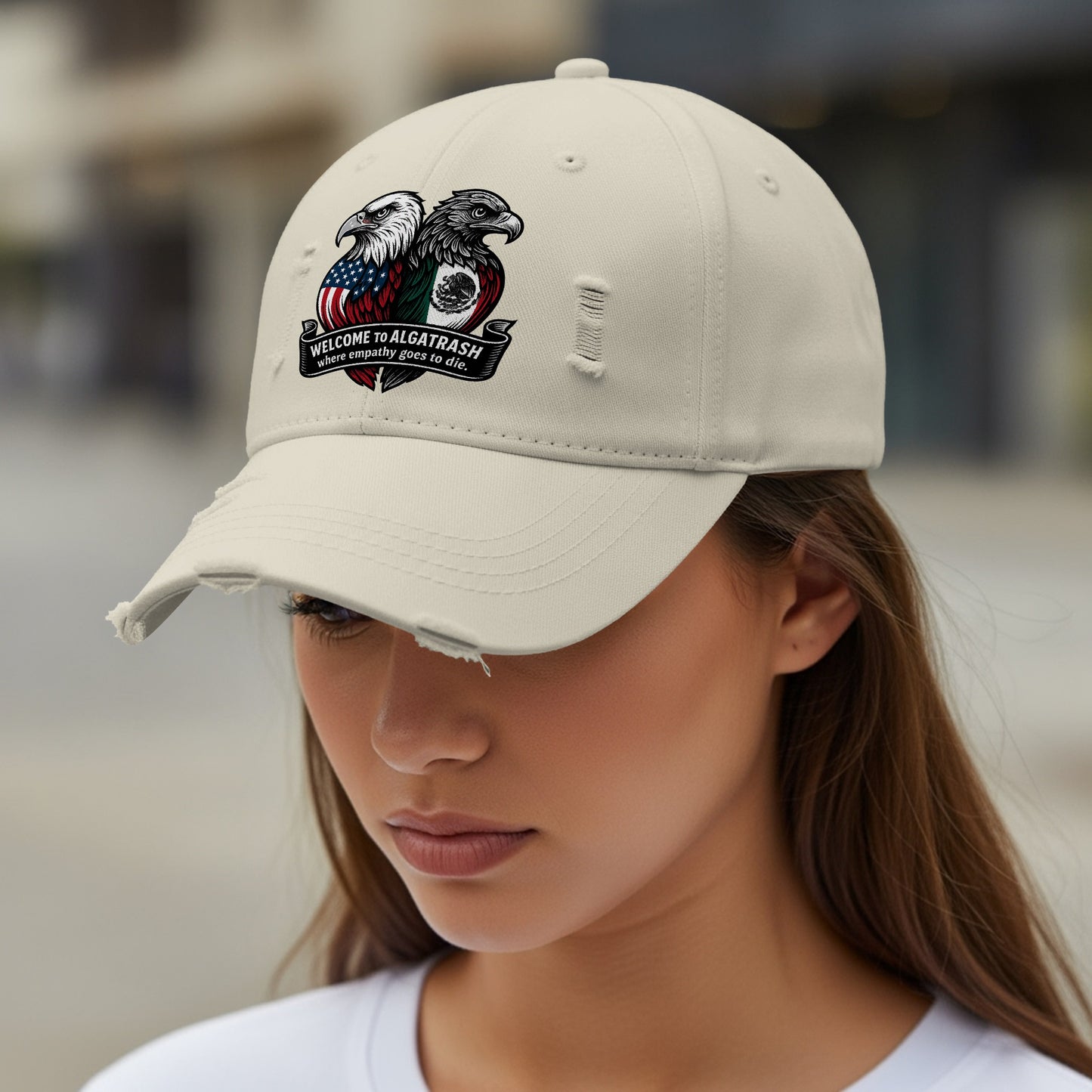 Welcome to Alcatrash Embroidered Beige Cap product