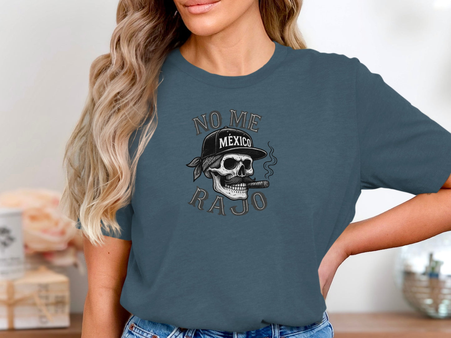 No Me Rajo Mexico Skull Cigarette Graphic T-shirt product