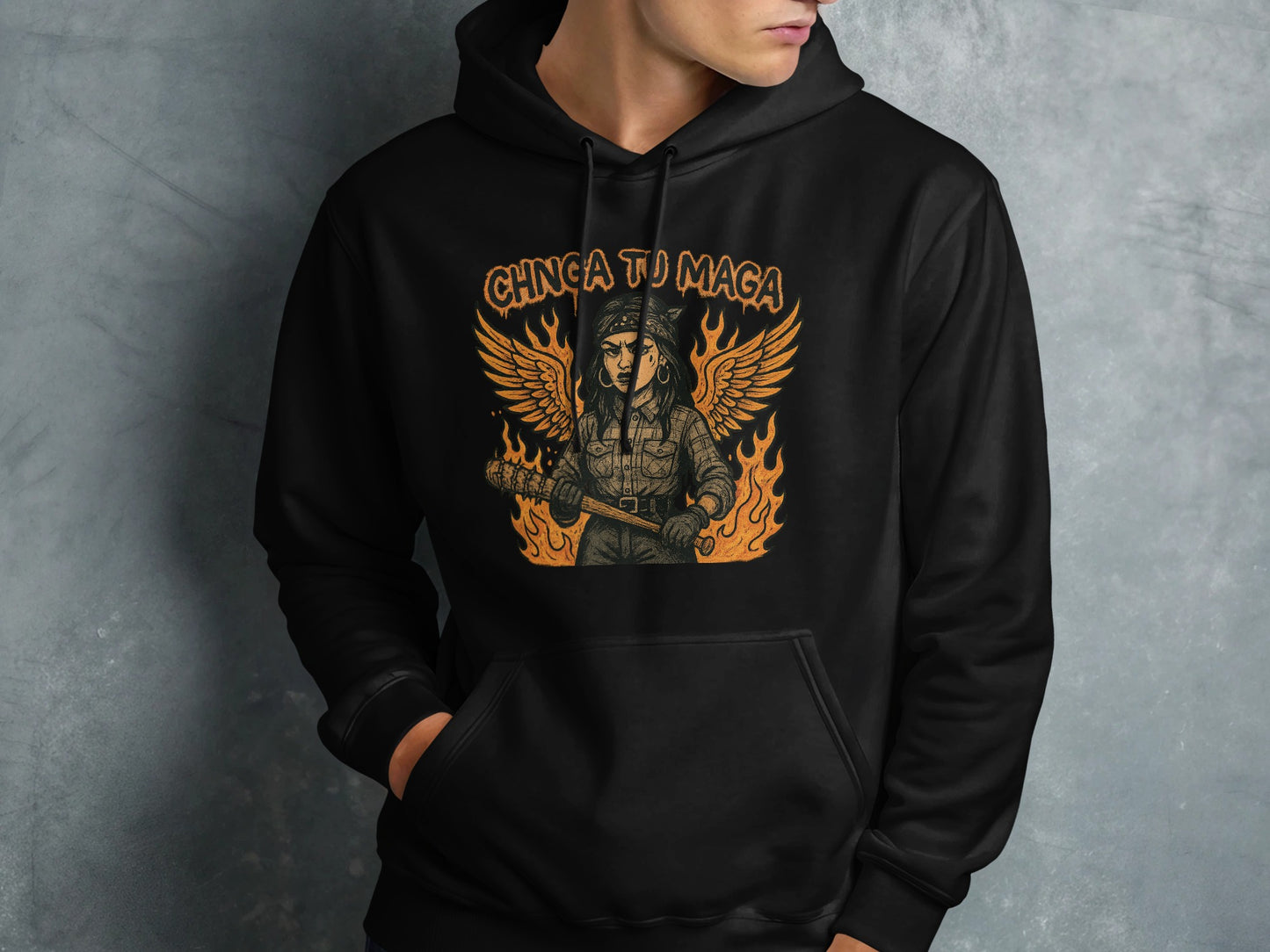 Chinga Tu Maga Angel Warrior Graphic Hoodie product