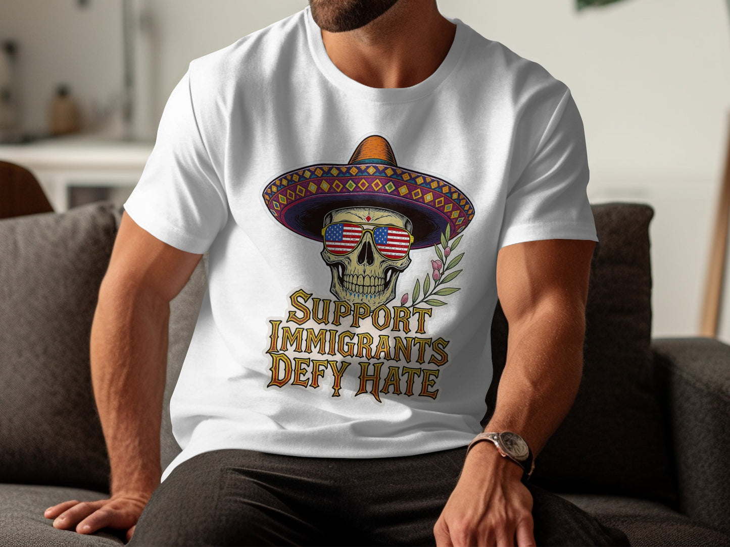 Support Immigrants Defy Hate Skull T-shirt product