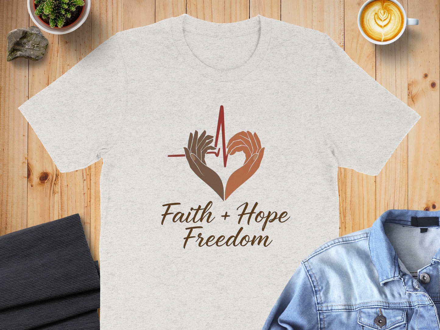 Faith Hope Freedom Heartbeat Design T-shirt Product
