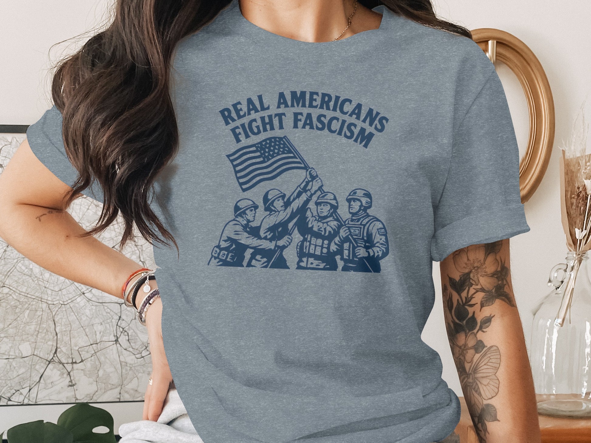 Real Americans Fight Fascism T-shirt Design