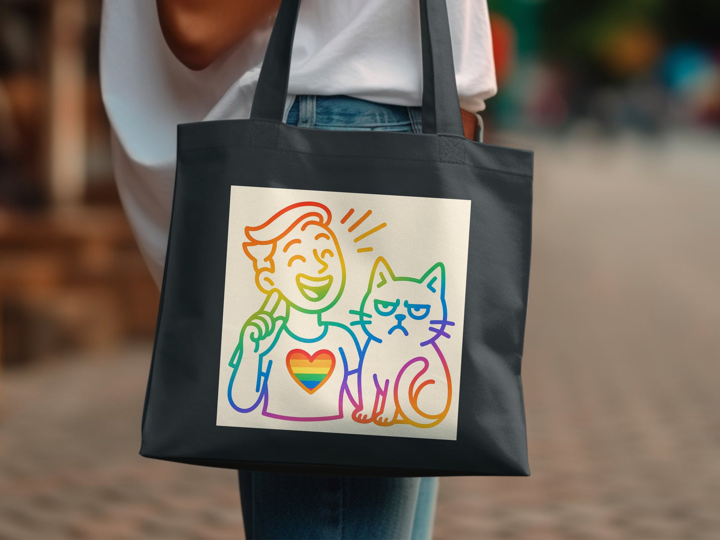 Colorful Design Tote Bag With Happy Character product