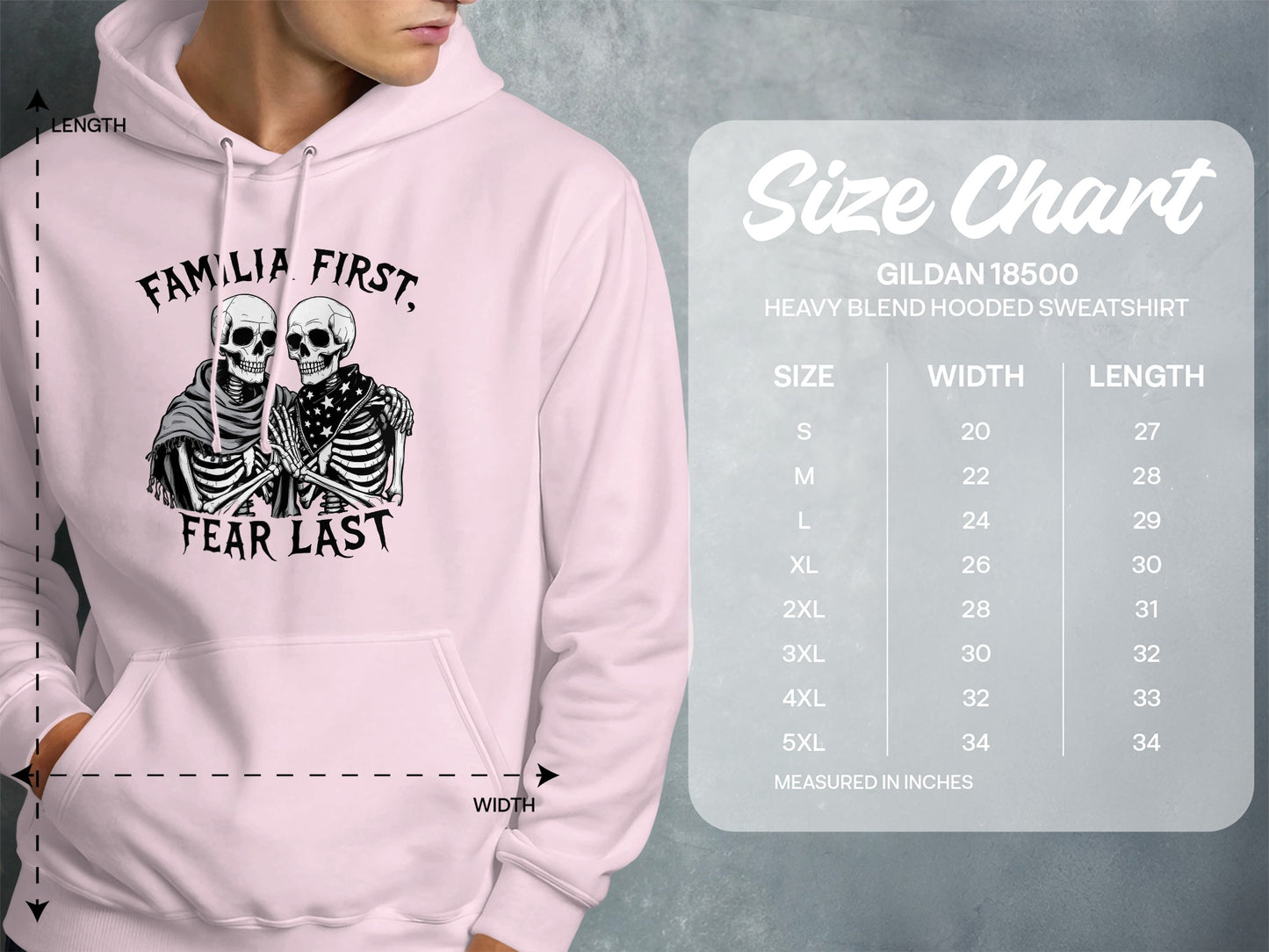 Familia First Fear Last Skull Print Hooded Sweatshirt product