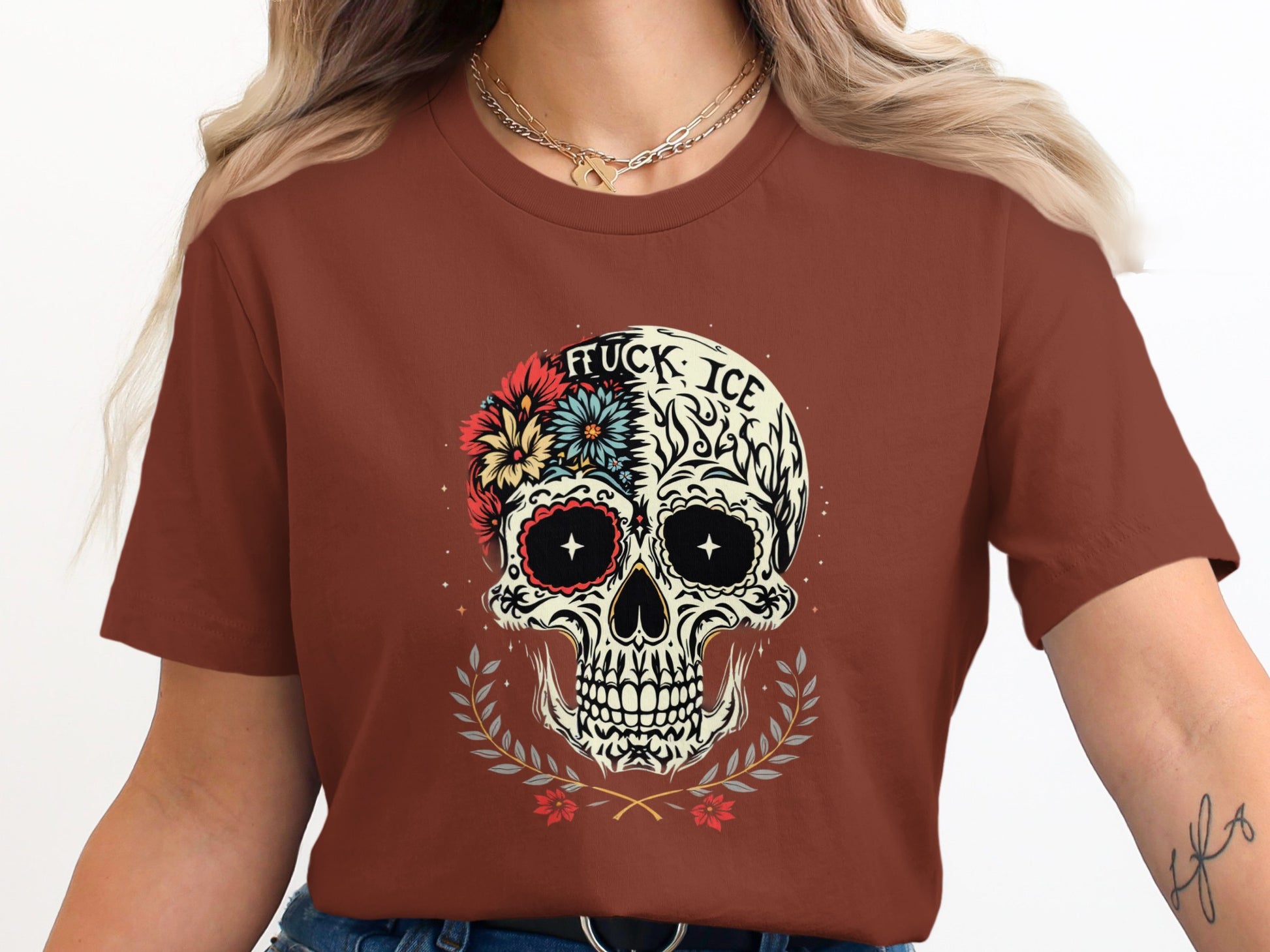 Colorful Skull Graphic Design Tee Shirt product