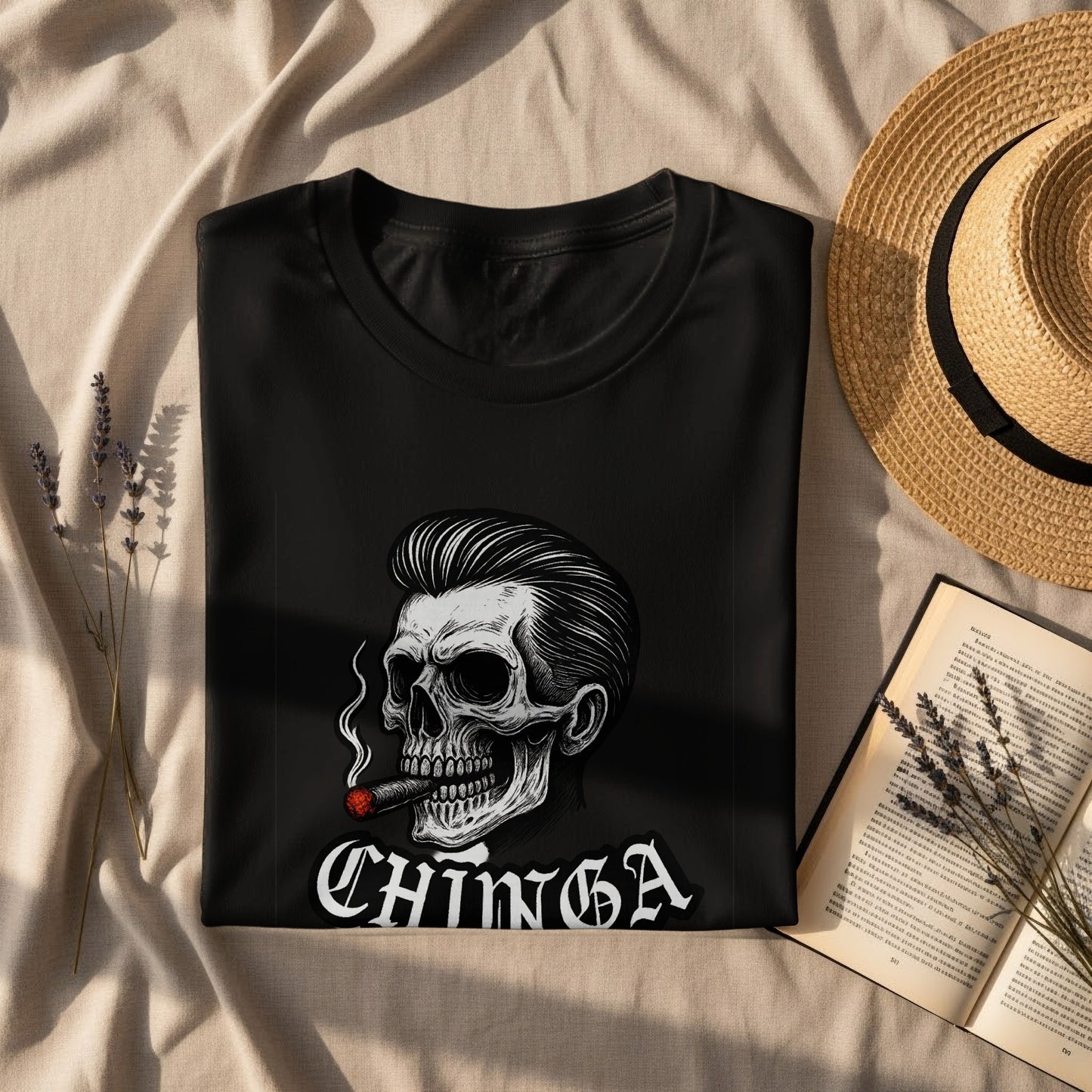 Gothic Skull Smoking Cigarette Design Shirt product