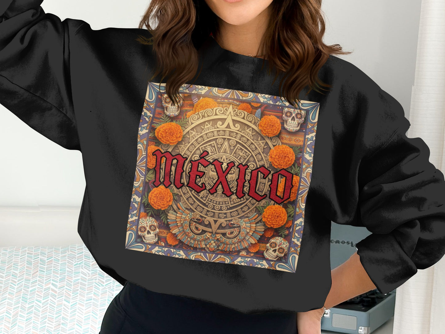 Mexico Aztec Calendar Floral Design Sweatshirt product