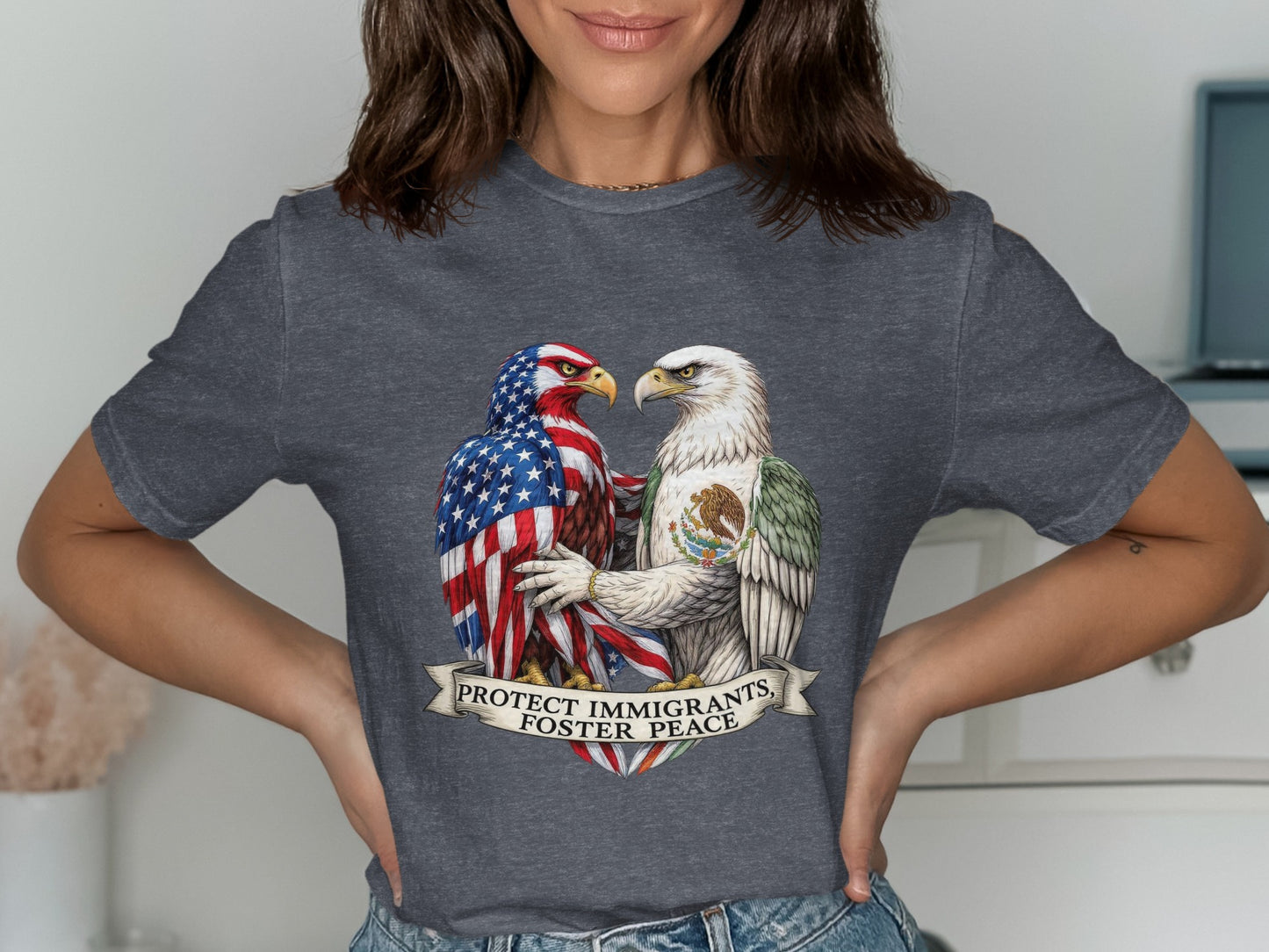 Protect Immigrants Foster Peace Graphic T-Shirt product type