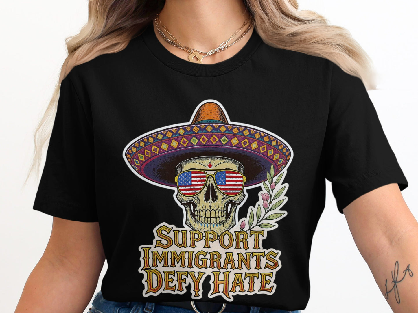 Support Immigrants Defy Hate Graphic T-Shirt product type