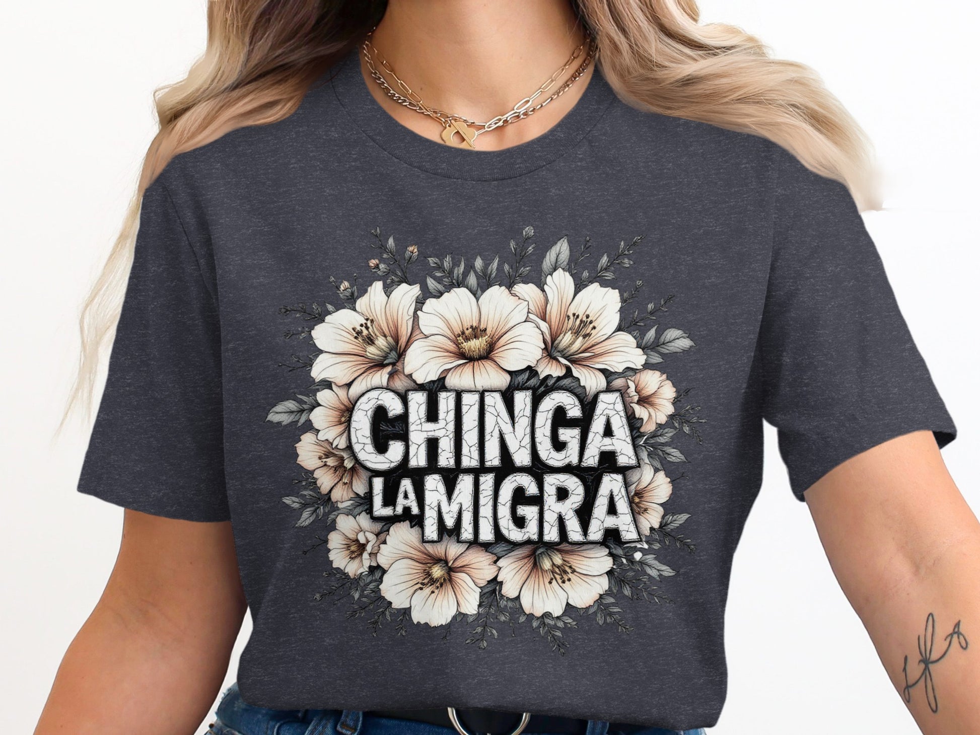Chinga La Migra Floral Graphic Tee Shirt product