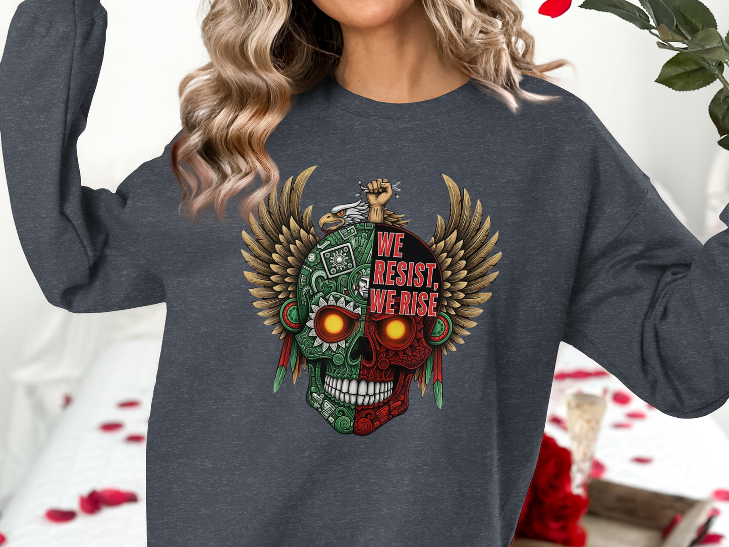 We Resist We Rise Winged Skull Graphic Sweatshirt product