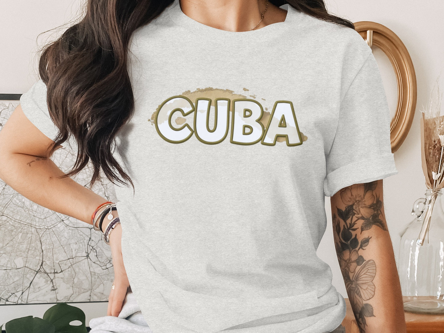Stylish Cuba Graphic Print T-Shirt Casual Clothing Product