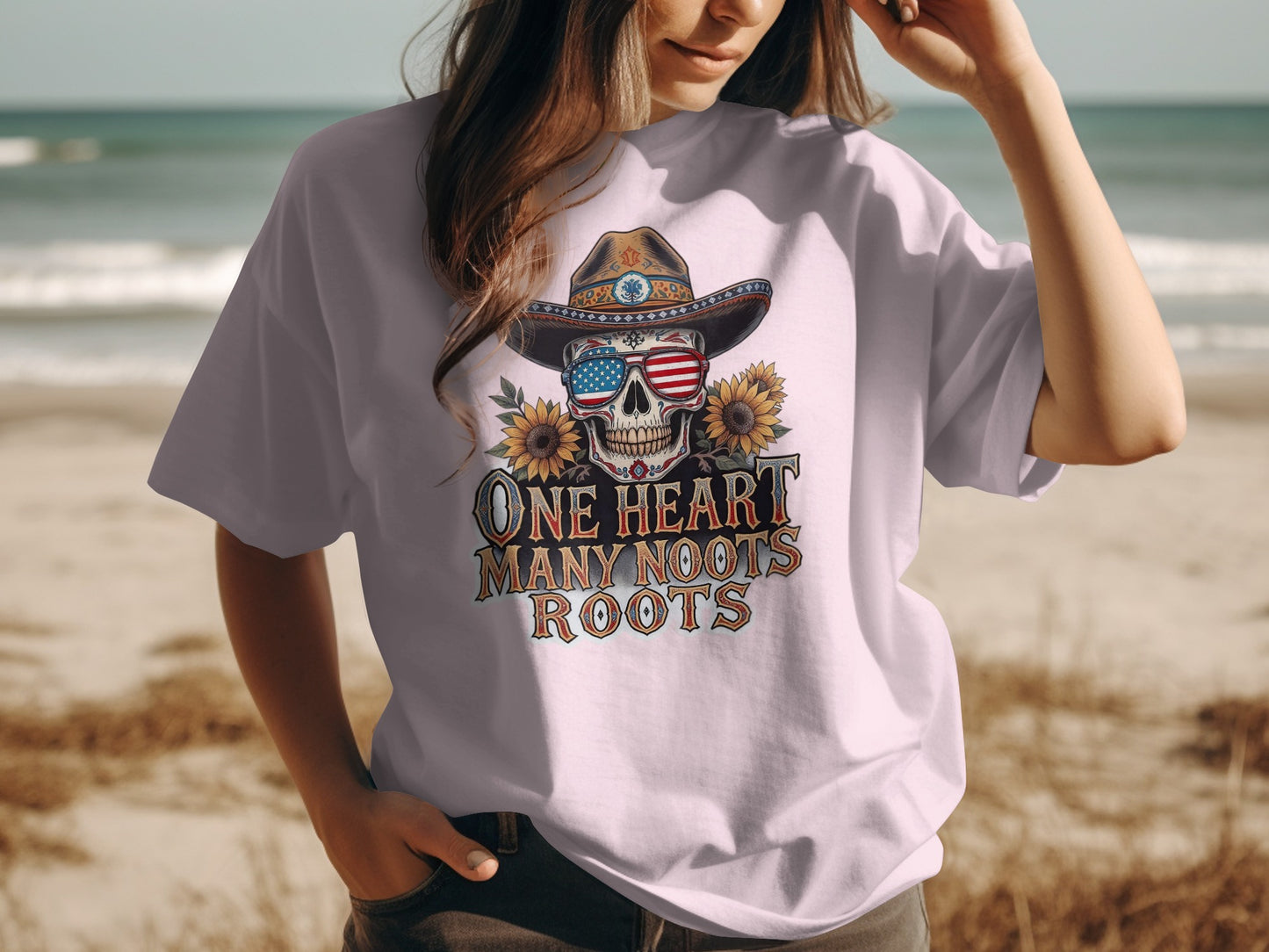 One Heart Many Roots Skull Graphic Tee product