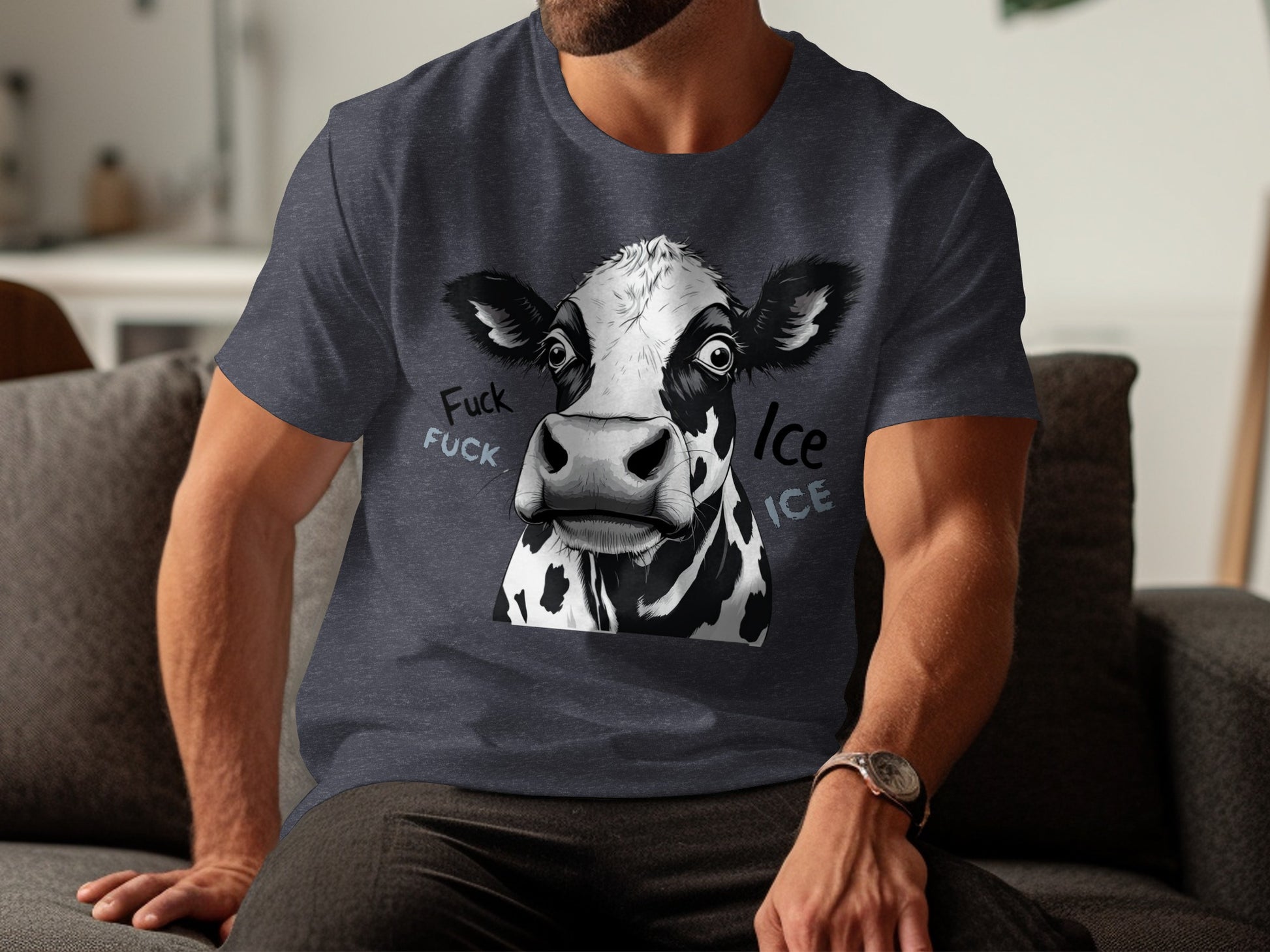 Funny Cow Graphic 'Fuck Ice' T-Shirt product type