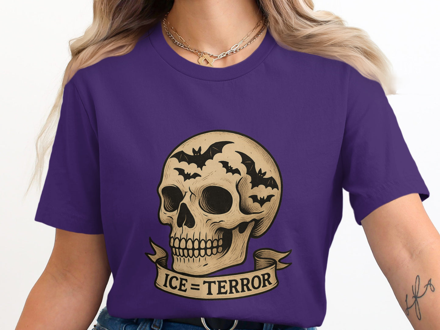 Purple Tee with Skull and Bats Graphic T-Shirt product type