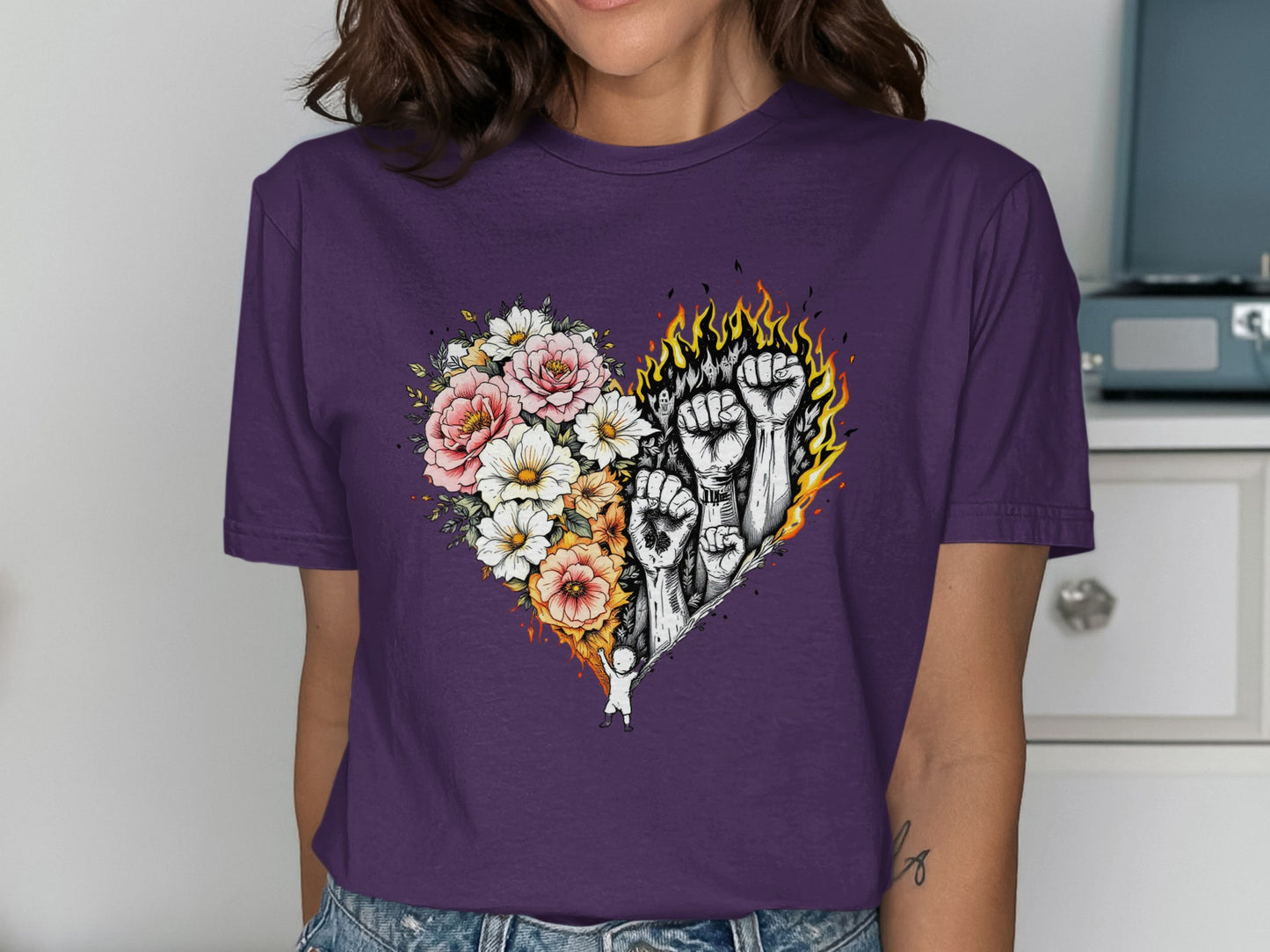 Feminist Revolution Floral Heart Graphic T-Shirt product