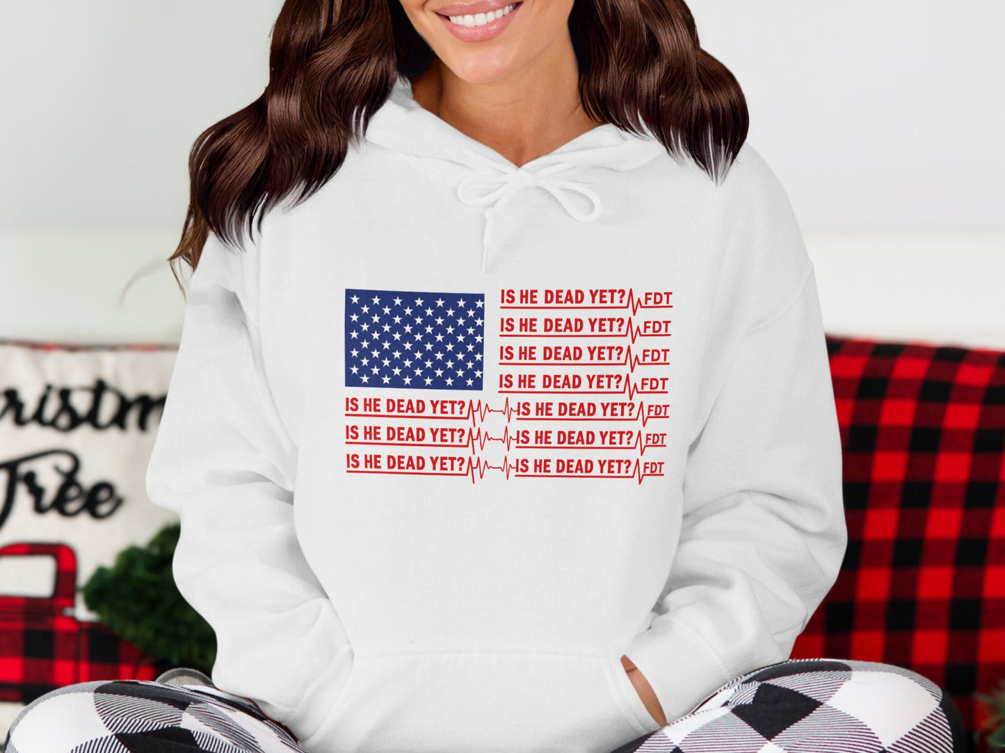 Is He Dead Yet EDM Text Flag Hoodie product