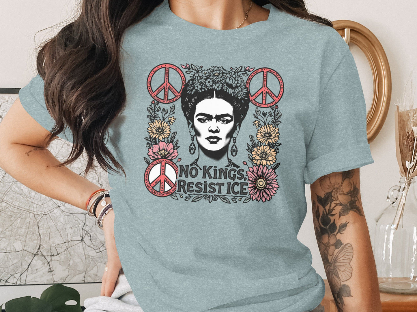 No Kings Resist Ice Peace Signs T-Shirt product