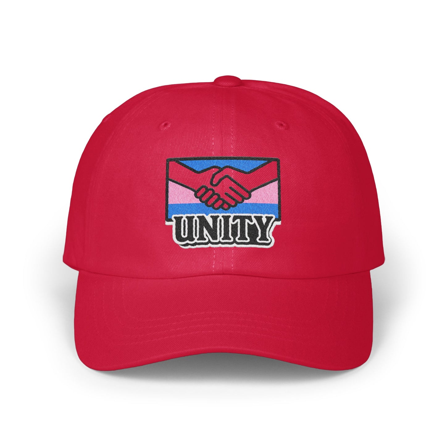 Unity Handshake Embroidered Red Baseball Cap product