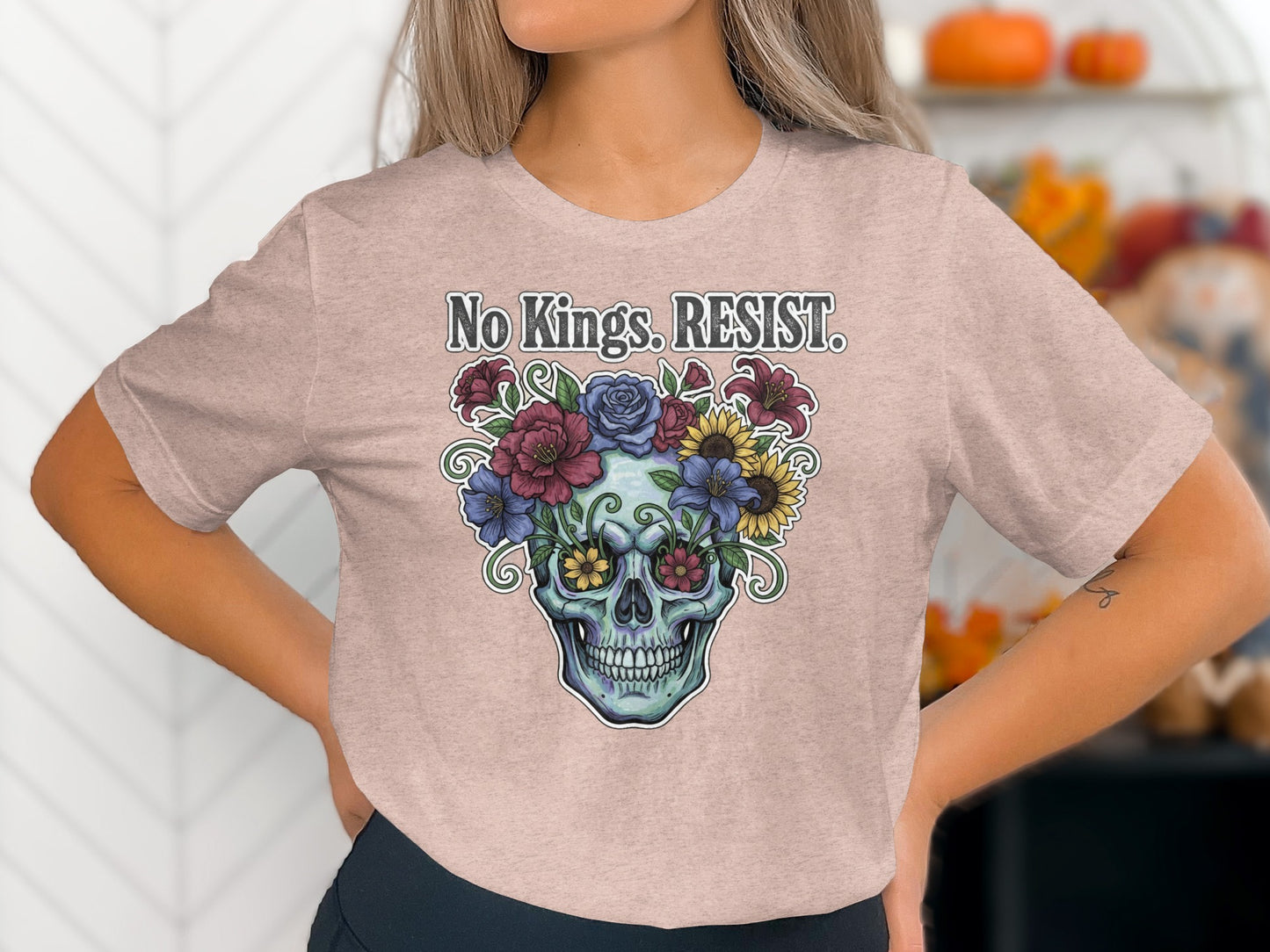 No Kings RESIST Skull Flower Graphic T-Shirt product